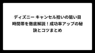 ディズニー キャンセル拾いの狙い目時間帯を徹底解説！成功率アップの秘訣とコツまとめ