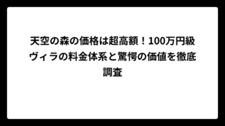 天空の森の価格は超高額！100万円級ヴィラの料金体系と驚愕の価値を徹底調査