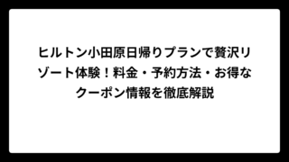 ヒルトン小田原日帰りプランで贅沢リゾート体験！料金・予約方法・お得なクーポン情報を徹底解説