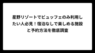 星野リゾートでビュッフェのみ利用したい人必見！宿泊なしで楽しめる施設と予約方法を徹底調査