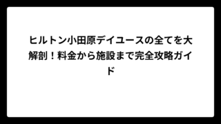ヒルトン小田原デイユースの全てを大解剖！料金から施設まで完全攻略ガイド