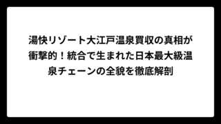 湯快リゾート大江戸温泉買収の真相が衝撃的！統合で生まれた日本最大級温泉チェーンの全貌を徹底解剖