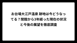 お台場大江戸温泉 跡地は今どうなってる？閉館から3年経った現在の状況と今後の展望を徹底調査