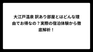 大江戸温泉 訳あり部屋とはどんな理由でお得なの？実際の宿泊体験から徹底解析！