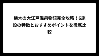 栃木の大江戸温泉物語完全攻略！6施設の特徴とおすすめポイントを徹底比較