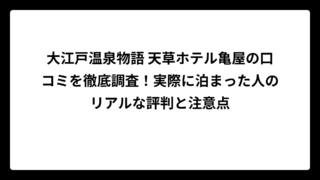 大江戸温泉物語 天草ホテル亀屋の口コミを徹底調査！実際に泊まった人のリアルな評判と注意点