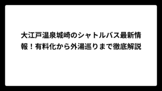 大江戸温泉城崎のシャトルバス最新情報！有料化から外湯巡りまで徹底解説