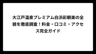 大江戸温泉プレミアム白浜彩朝楽の全貌を徹底調査！料金・口コミ・アクセス完全ガイド
