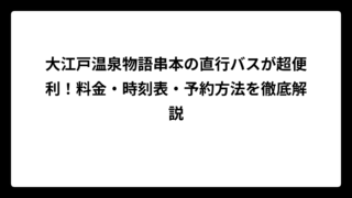 大江戸温泉物語串本の直行バスが超便利！料金・時刻表・予約方法を徹底解説