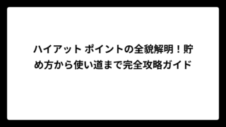 ハイアット ポイントの全貌解明！貯め方から使い道まで完全攻略ガイド