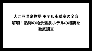 大江戸温泉物語 ホテル水葉亭の全容解明！熱海の絶景温泉ホテルの概要を徹底調査