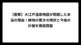【衝撃】大江戸温泉物語が閉館した本当の理由！跡地の驚きの現状と今後の計画を徹底調査
