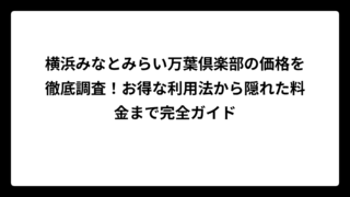 横浜みなとみらい万葉倶楽部の価格を徹底調査！お得な利用法から隠れた料金まで完全ガイド