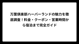 万葉倶楽部ハーバーランドの魅力を徹底調査！料金・クーポン・営業時間から宿泊まで完全ガイド