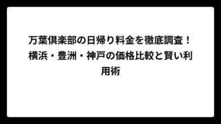 万葉倶楽部の日帰り料金を徹底調査！横浜・豊洲・神戸の価格比較と賢い利用術