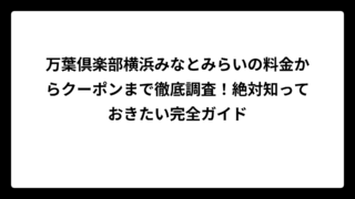 万葉倶楽部横浜みなとみらいの料金からクーポンまで徹底調査！絶対知っておきたい完全ガイド