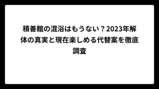 積善館の混浴はもうない？2023年解体の真実と現在楽しめる代替案を徹底調査