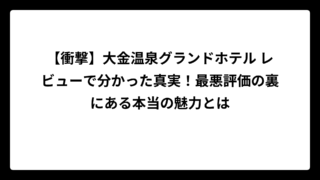 【衝撃】大金温泉グランドホテル レビューで分かった真実！最悪評価の裏にある本当の魅力とは