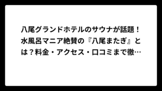 八尾グランドホテルのサウナが話題！水風呂マニア絶賛の『八尾またぎ』とは？料金・アクセス・口コミまで徹底調査