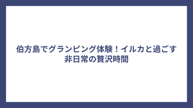 伯方島でグランピング体験！イルカと過ごす非日常の贅沢時間