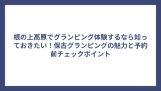 根の上高原でグランピング体験するなら知っておきたい！保古グランピングの魅力と予約前チェックポイント