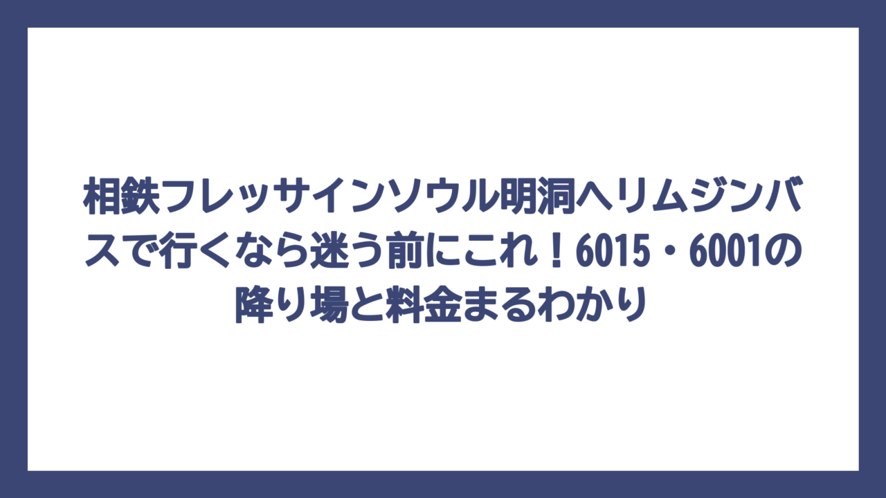 相鉄フレッサインソウル明洞へリムジンバスで行くなら迷う前にこれ！6015・6001の降り場と料金まるわかり