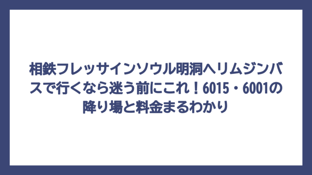 相鉄フレッサインソウル明洞へリムジンバスで行くなら迷う前にこれ！6015・6001の降り場と料金まるわかり