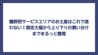 龍野西サービスエリアのお土産はこれで迷わない！限定大福から上り下りの買い分けまでまるっと整理