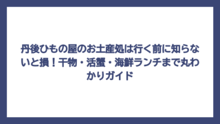 丹後ひもの屋のお土産処は行く前に知らないと損！干物・活蟹・海鮮ランチまで丸わかりガイド