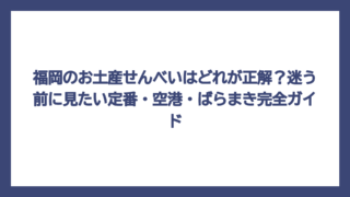 福岡のお土産せんべいはどれが正解？迷う前に見たい定番・空港・ばらまき完全ガイド