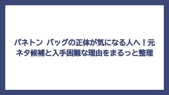 パネトン バッグの正体が気になる人へ！元ネタ候補と入手困難な理由をまるっと整理