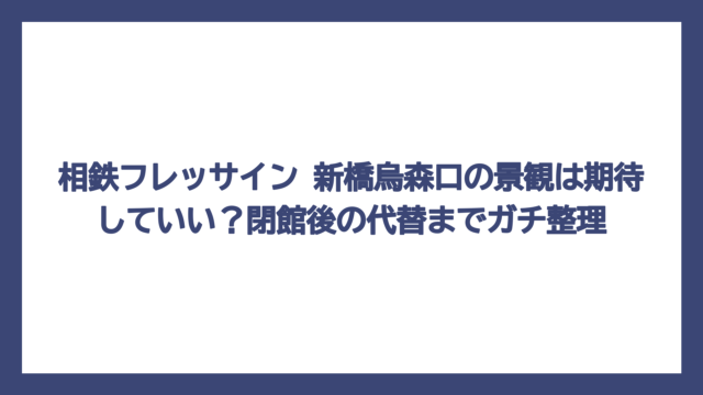 相鉄フレッサイン 新橋烏森口の景観は期待していい？閉館後の代替までガチ整理
