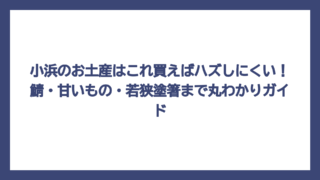 小浜のお土産はこれ買えばハズしにくい！鯖・甘いもの・若狭塗箸まで丸わかりガイド