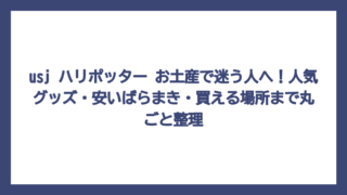usj ハリポッター お土産で迷う人へ！人気グッズ・安いばらまき・買える場所まで丸ごと整理