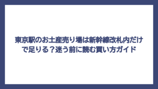 東京駅のお土産売り場は新幹線改札内だけで足りる？迷う前に読む買い方ガイド