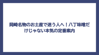 岡崎名物のお土産で迷う人へ！八丁味噌だけじゃない本気の定番案内