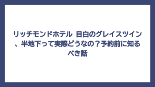 リッチモンドホテル 目白のグレイスツイン、半地下って実際どうなの？予約前に知るべき話