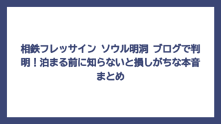 相鉄フレッサイン ソウル明洞 ブログで判明！泊まる前に知らないと損しがちな本音まとめ