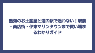 熱海のお土産屋と道の駅で迷わない！駅前・商店街・伊東マリンタウンまで買い場まるわかりガイド