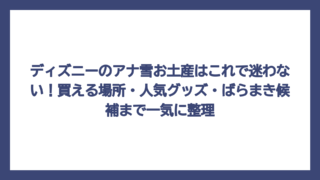 ディズニーのアナ雪お土産はこれで迷わない！買える場所・人気グッズ・ばらまき候補まで一気に整理