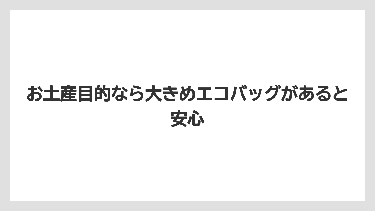 【リゾート】【宿泊】【旅】お土産目的なら大きめエコバッグがあると安心