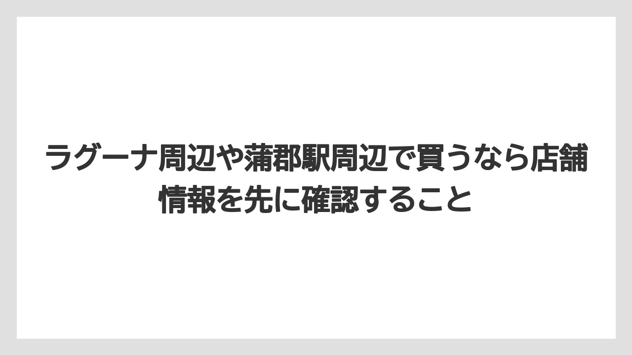 【リゾート】【宿泊】【旅】ラグーナ周辺や蒲郡駅周辺で買うなら店舗情報を先に確認すること