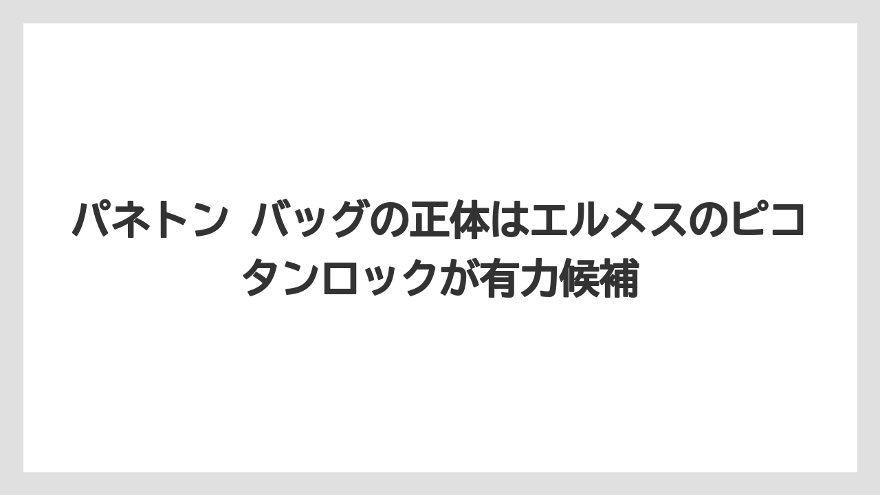 【リゾート】【宿泊】【旅】パネトン バッグの正体はエルメスのピコタンロックが有力候補