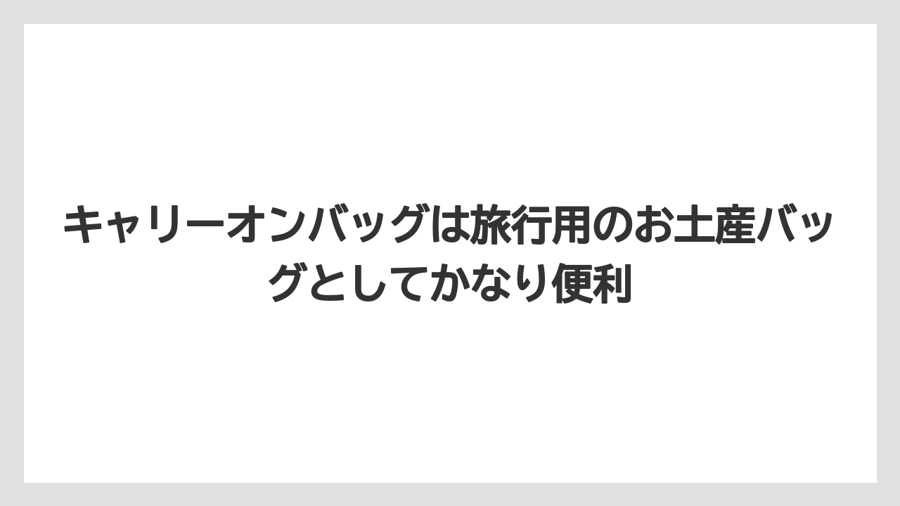 【リゾート】【宿泊】【旅】キャリーオンバッグは旅行用のお土産バッグとしてかなり便利