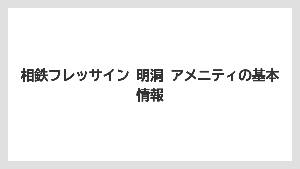 相鉄フレッサイン 明洞 アメニティの基本情報