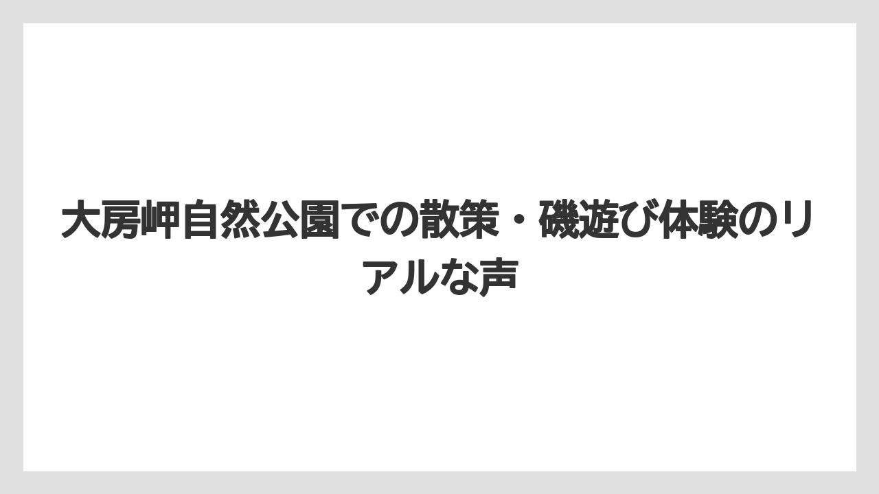 【リゾート】【宿泊】【旅】大房岬自然公園での散策・磯遊び体験のリアルな声