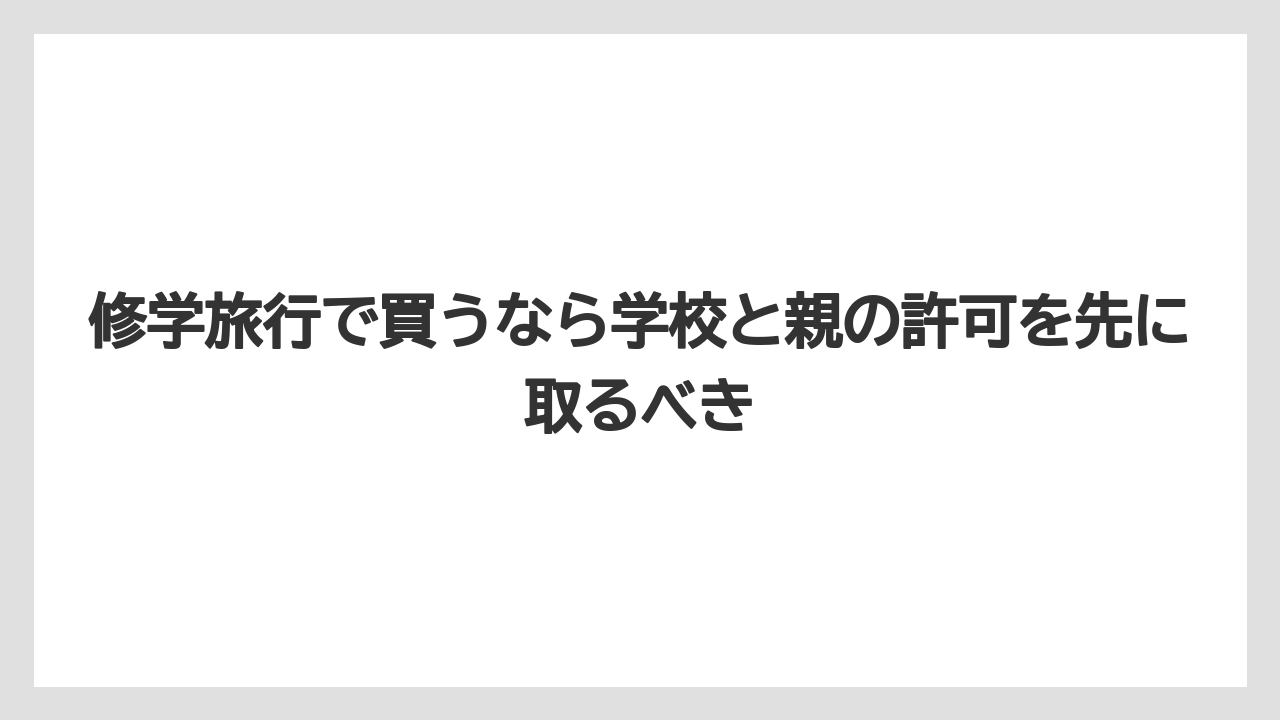 【リゾート】【宿泊】【旅】修学旅行で買うなら学校と親の許可を先に取るべき