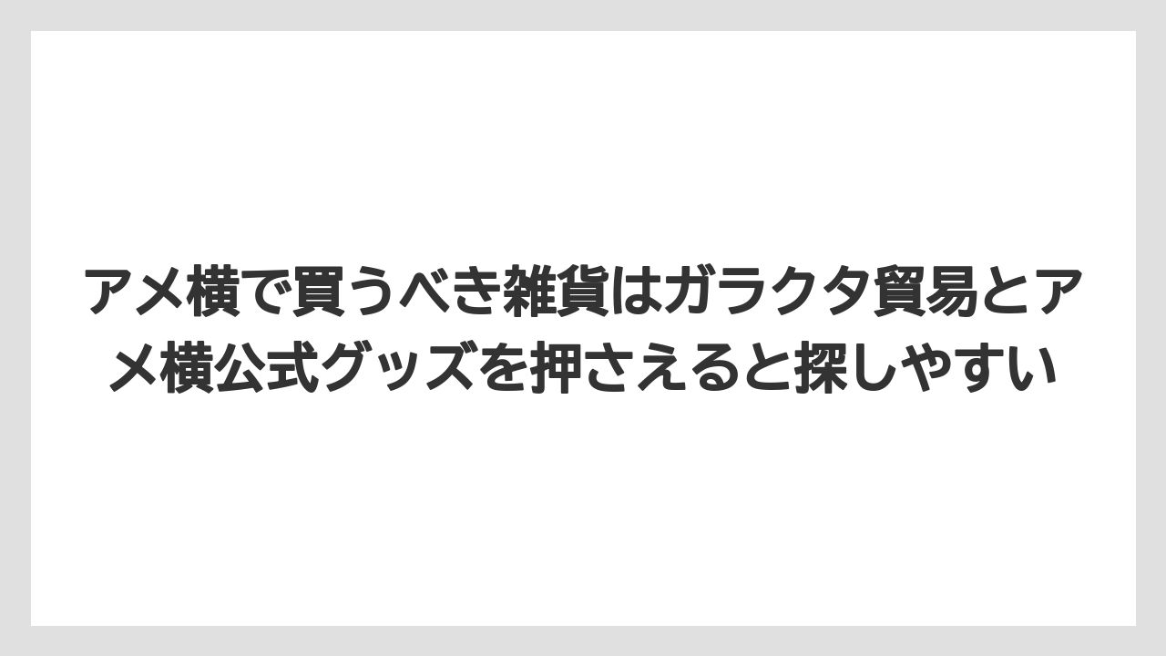 【リゾート】【宿泊】【旅】アメ横で買うべき雑貨はガラクタ貿易とアメ横公式グッズを押さえると探しやすい