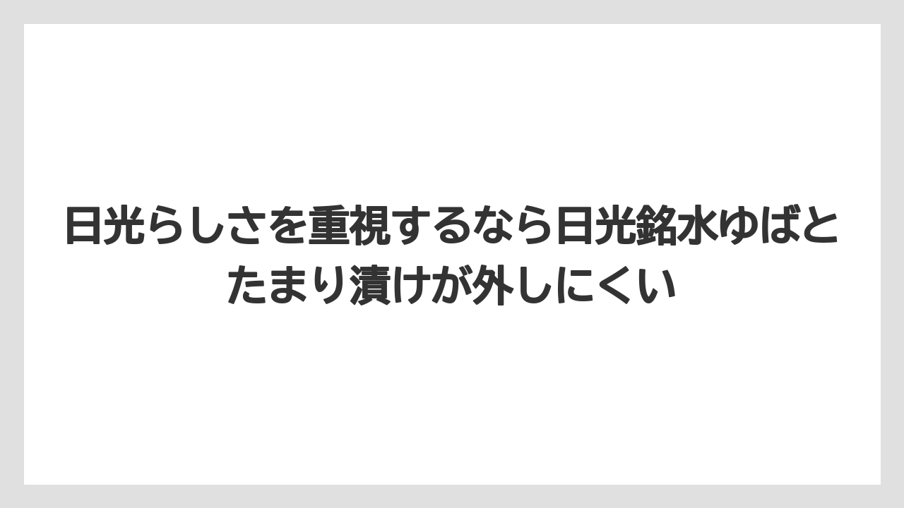 【リゾート】【宿泊】【旅】日光らしさを重視するなら日光銘水ゆばとたまり漬けが外しにくい