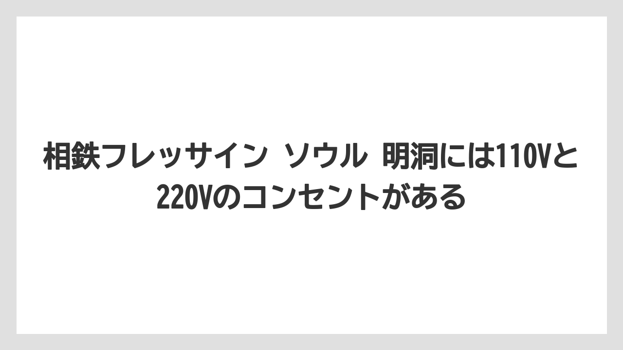 【リゾート】【宿泊】【旅】相鉄フレッサイン ソウル 明洞には110Vと220Vのコンセントがある